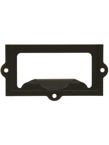 2 5/8 inch Stamped Brass Label Holder and Pull in Oil Rubbed Bronze.